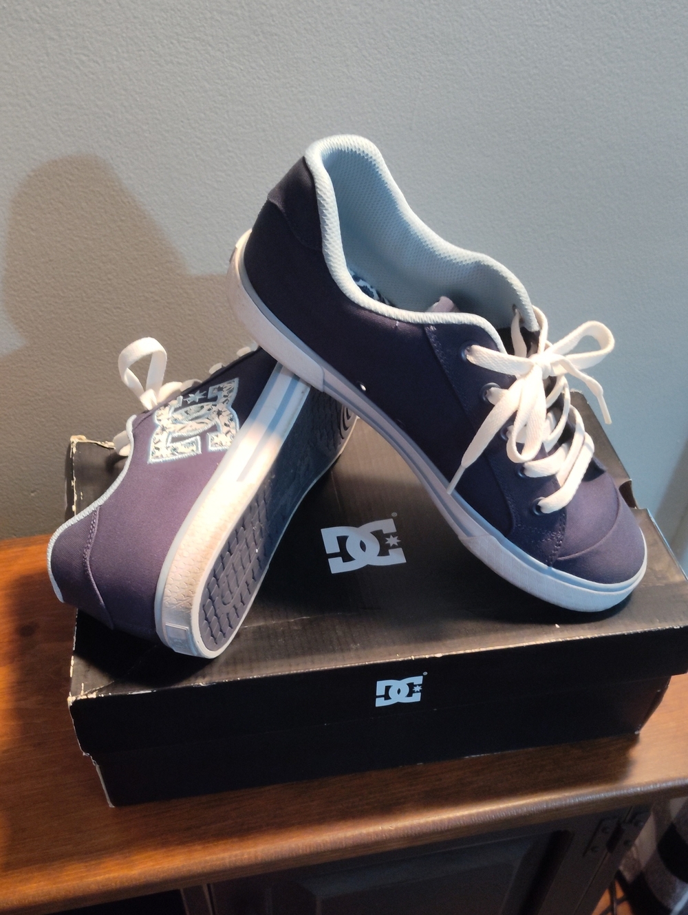 DC Navy and White Skate Sneakers